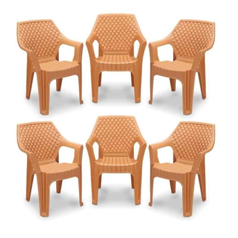 Maharaja Alpha 620x640x840mm Plastic Amber Gold Armrest Chair for Home (Pack of 6)