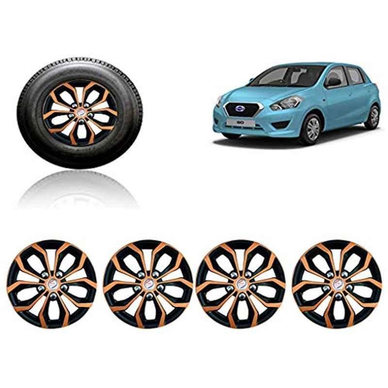 Auto Pearl 4 Pcs 13 inch ABS Black & Copper Car Wheel Cover Set for Datsun Go