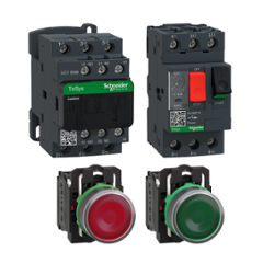 Schneider Electric GV2ME10 2.2kW Motor Circuit Breaker Combo with Contactor (LC1D09M7) Push Button Red (XB5AW34M5) & Push Button Green (XB5AW33M5)