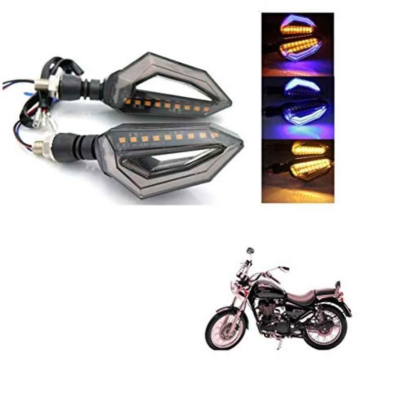 Kozdiko 4 Pcs Bike D Shaped 9 LED Front & Rear Side Turn Signal Indicator Light Set for Royal Enfield Thunderbird 500