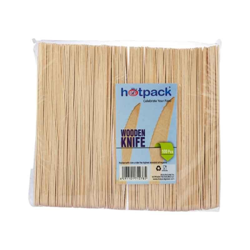 Hotpack 100Pcs Wooden Desert Knife Set, HSMWK