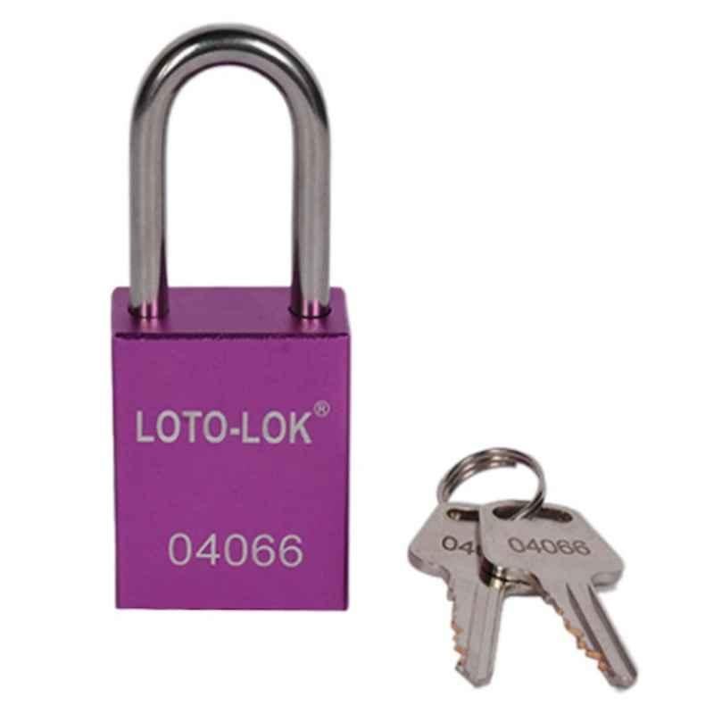 LOTO-LOK 19mm Aluminium Body with (SS304 Grade) Purple Safety Padlock 2 Unique Key Per Lock, PD-ALPRKDS38