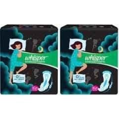 Whisper 44 Pcs White Cotton Disposable Bindazzz Sanitary Pad Packet, Size: XL+(Pack of 2)
