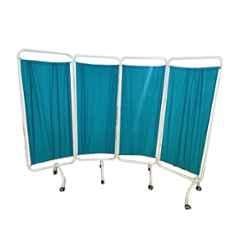 Arun 4 Fold Mild Steel Blue & White Bed Side Screen, ASU-518