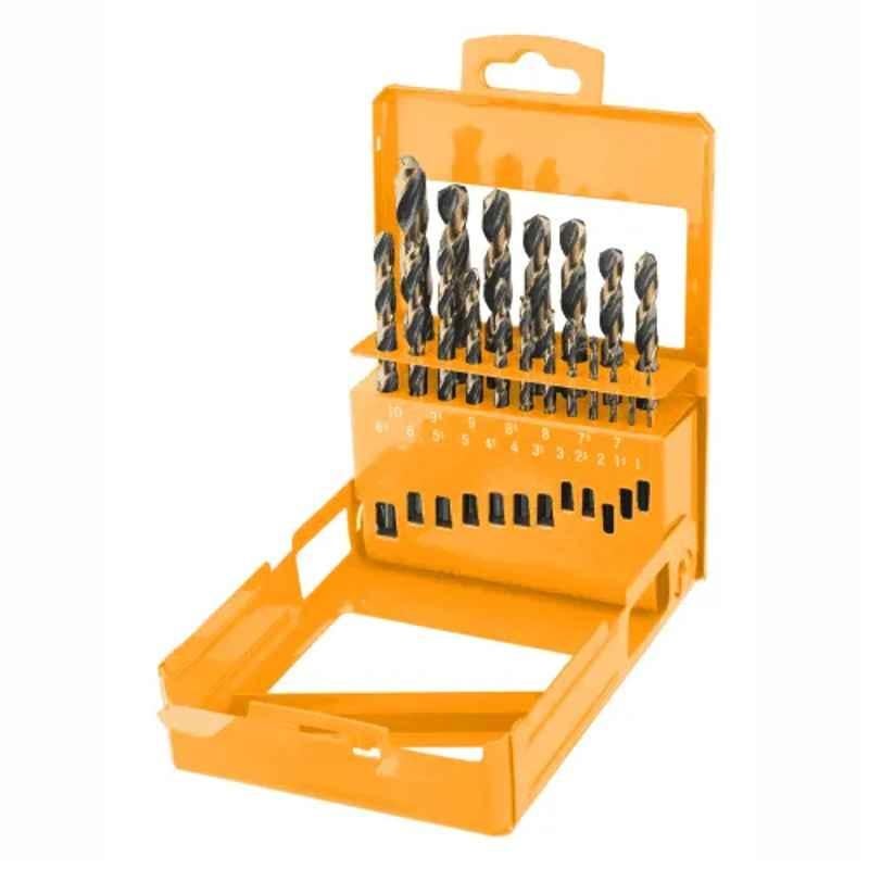 Tolsen 19 Pcs HSS Industrial Jobber Length Fractional Straight Shank Drill Bits Set, 75086
