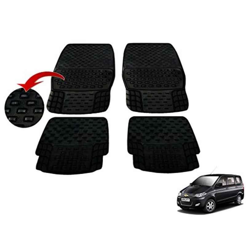Kozdiko 4 Pcs PVC & Rubber Black Car Floor Mat Set for Chevrolet Optra