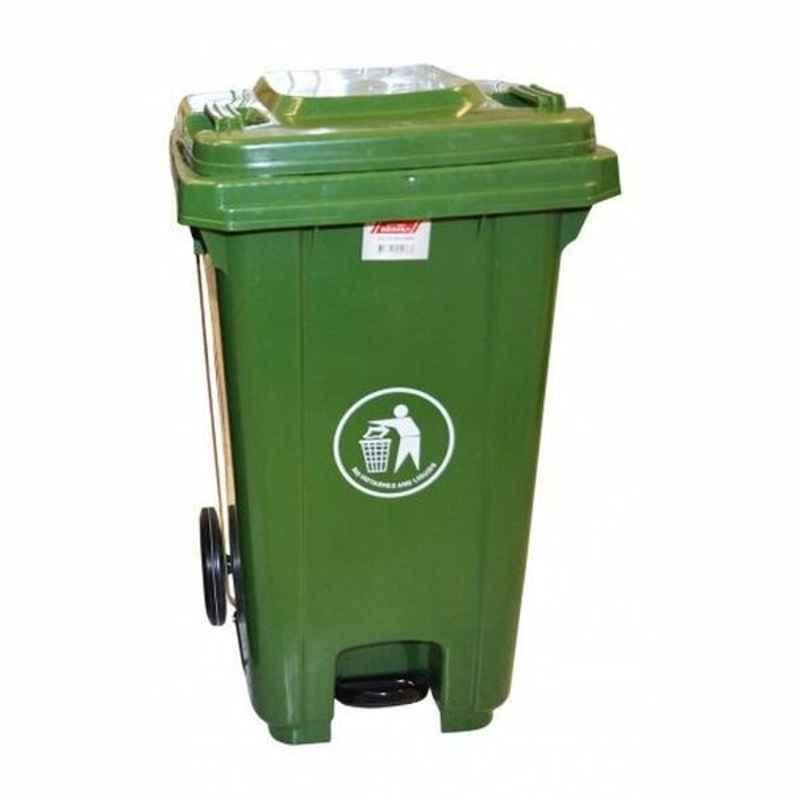 Brooks Pedal Waste Bin, BKS-PDL-087, 100 L, HDPE, Green