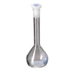 Glassco 2ml Glass Boro 3.3 Clear Glass Volumetric Flask with Penny Head Glass & Polyethylene Stopper, 128.576.00B (Pack of 2)