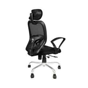 Savya Home Apex Sigma 120kg Black Plastic Chrome Base High Back Office Chair, AM-5022CB