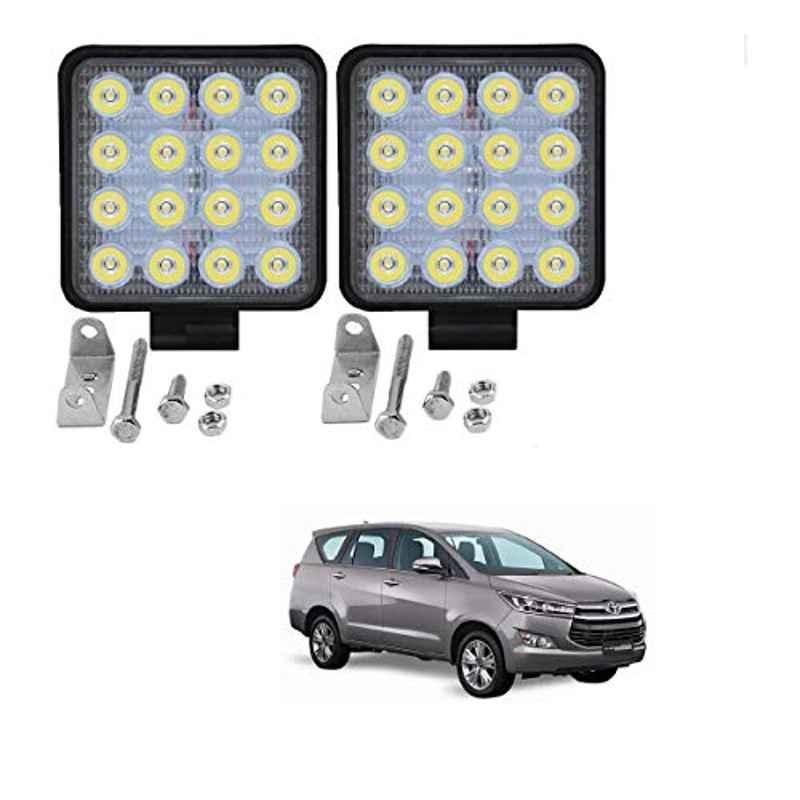 Kozdiko 2 Pcs 48W 16 LED White Bright Beam Square Fog Light Set for Toyota Innova Crysta, koz_92683