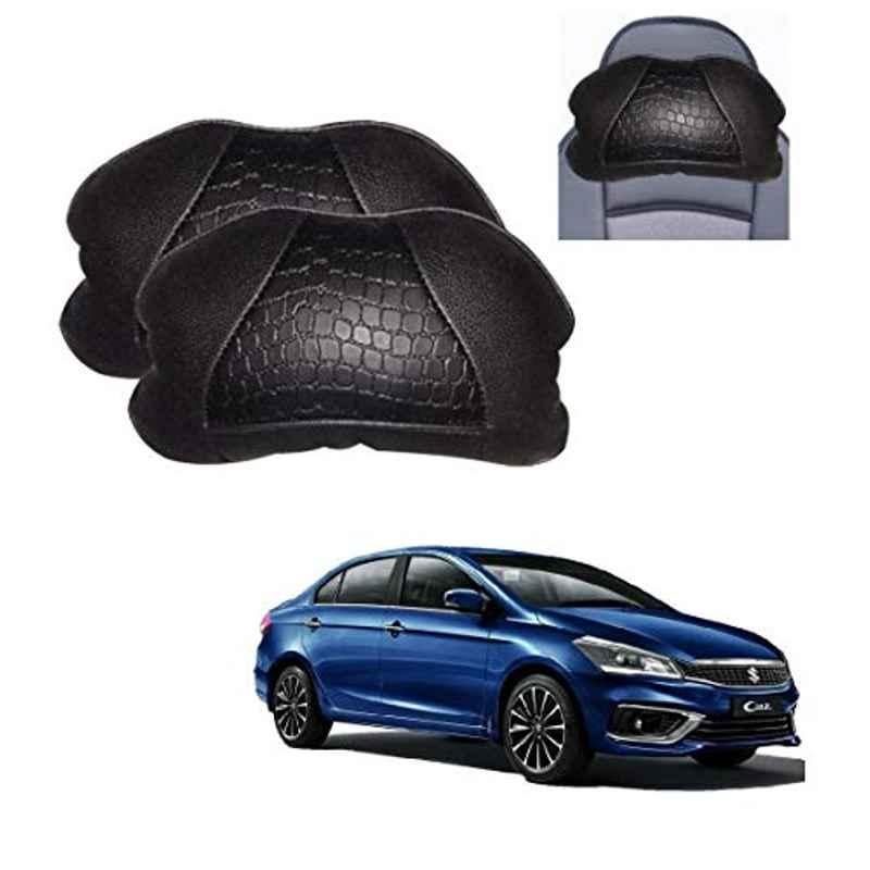 Kozdiko 2 Pcs Black Neck Rest Cushion Pillow Set for Maruti Suzuki Ciaz Facelift