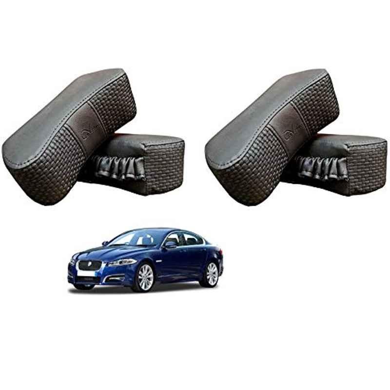 Kozdiko 4 Pcs CV Designer Grey Leatherite Neck Rest Car Cushion Pillow Set for Jaguar XF