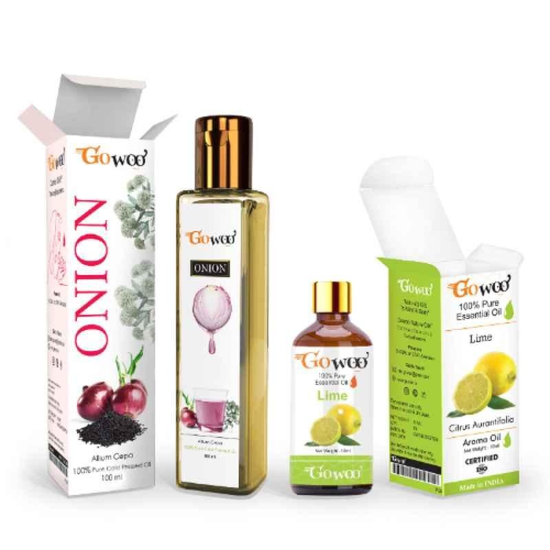 GoWoo 2 Pcs 10ml Natural Lime Aroma Oil & 100ml Onion Seed Carrier Oil Set, GWOC800-P29+P180