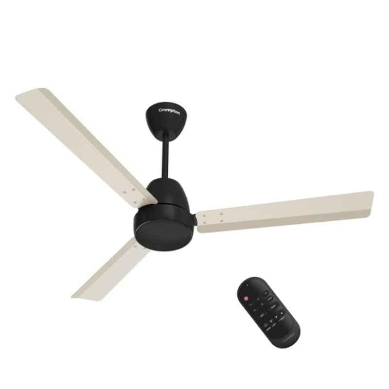Crompton Energion Nucleoid 30W 340rpm 5 Star 3 Blade Aluminium Ivory Black Ceiling Fan with 4 Years Warranty, CFENNC30W48IBK5SRM, Sweep: 1200 mm