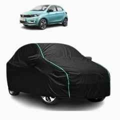 Aarex Auto Polyester Black 100% Waterproof Car Body Cover with Mirror Pocket, Triple Stitched, Heat Resistant & UV Protection for Tata Tiago