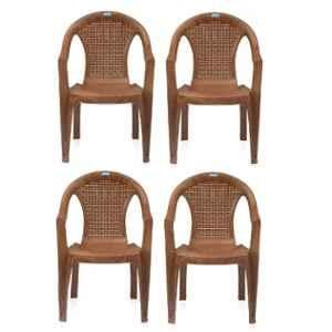 Nilkamal 2061 PRW Plastic Pear Wood Outdoor Chair, (Pack of 4)