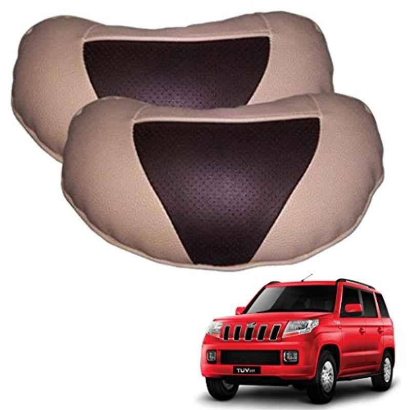 Kozdiko 2 Pcs Brown & Beige Neck Rest Set for Mahindra TUV-300, koz_29570