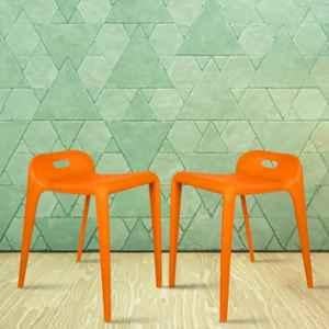 Rose Mars 2 Pcs Plastic Orange Chair Set without Arm for Cafe, Dining, Restaurant & Banquet