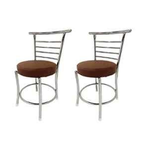 RW Rest Well RW-158 Leatherette Brown Ergonomic Dining Chair with Steel Chrome Finish (Pack of 2)