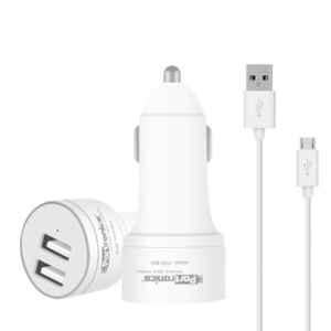 Portronics Car Power 2T White 2.4A Car Charger with Dual USB Port, POR-663