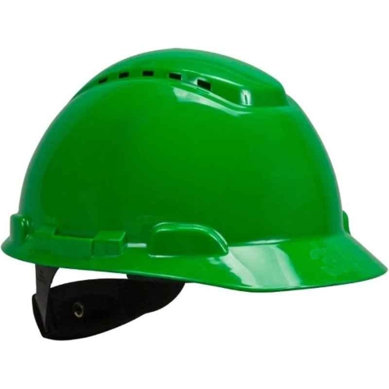 3M Plastic Green Ratchet Ventilated Reflective Sweatband Hard Hat with Uvicator, G3000NUV-R-GP
