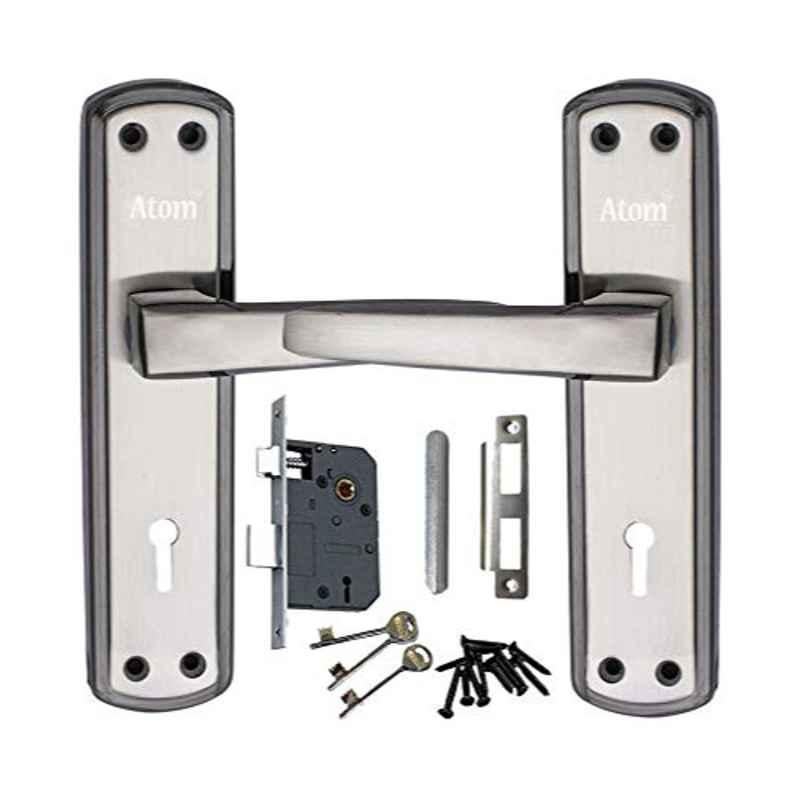 ATOM 7 inch Brass & Iron Black Silver Finish Mortise Door Lock Set, MH-703-KY-BS