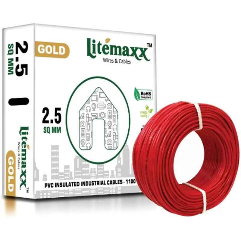 Litemaxx Gold 2.5 Sqmm PVC Red Housing Wire, Length: 90m