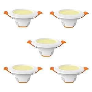 Fybros F-Eco 6W Polycarbonate Yellow Round LED Ceiling Light, FLS5854E (Pack of 5)