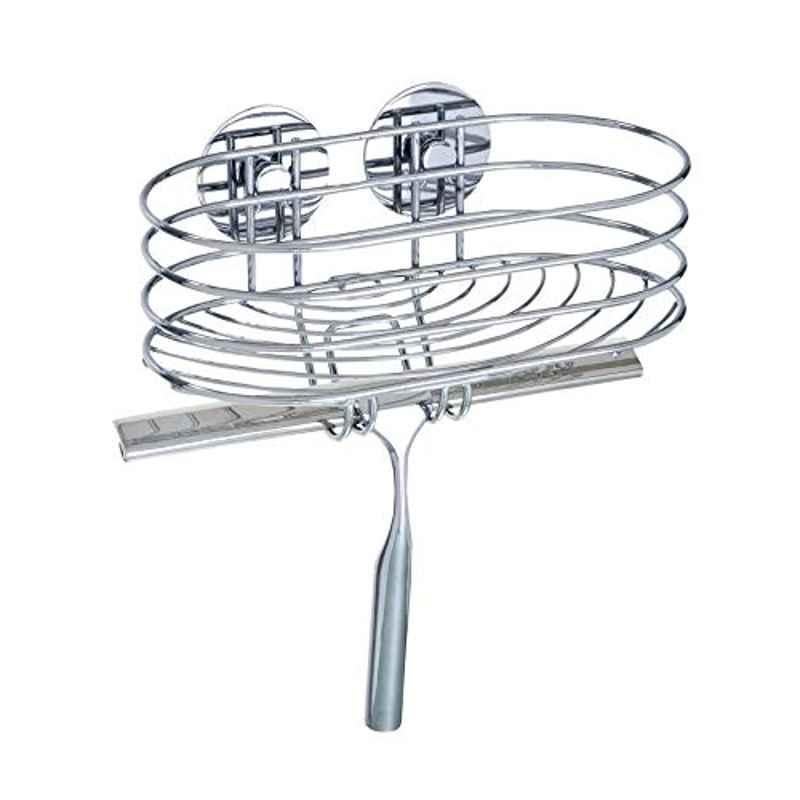 Wenko Turbo-Loc Steel Wall Shelf With Bathroom Squeegee, 18916100