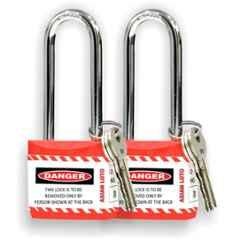Asian Loto 2 Pcs 65mm Red Long Shackle Jacket Padlocks Set for Safety, ALC-LPL-RR