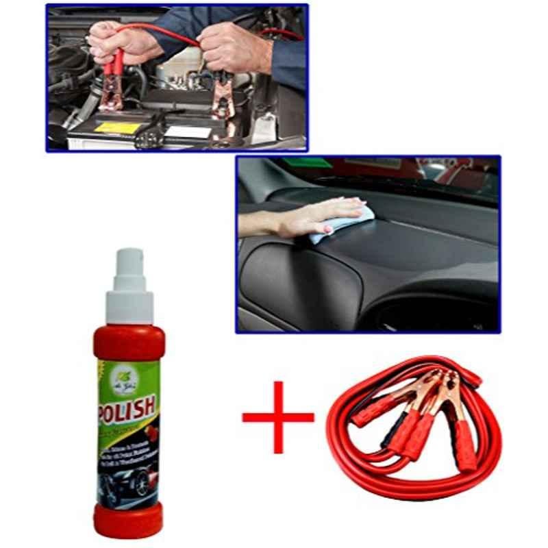 Kozdiko 500A 6ft Heavy Duty Jumper Booster Cable & 120ml Car Polish Spray Combo