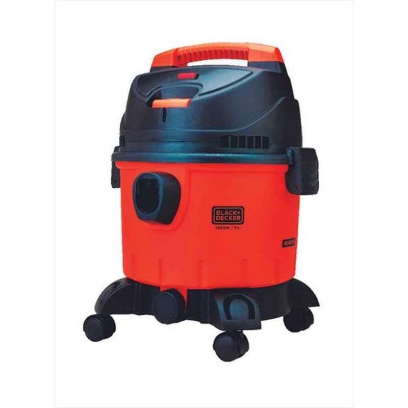 Black & Decker 1200W Plastic Orange & Black Drum Vacuum Cleaner with Wet & Dry Function, WDBD10-B5