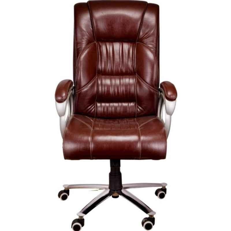 Chair Garage PU Leatherette Brown Adjustable Height Office Chair with Back Support, CG119