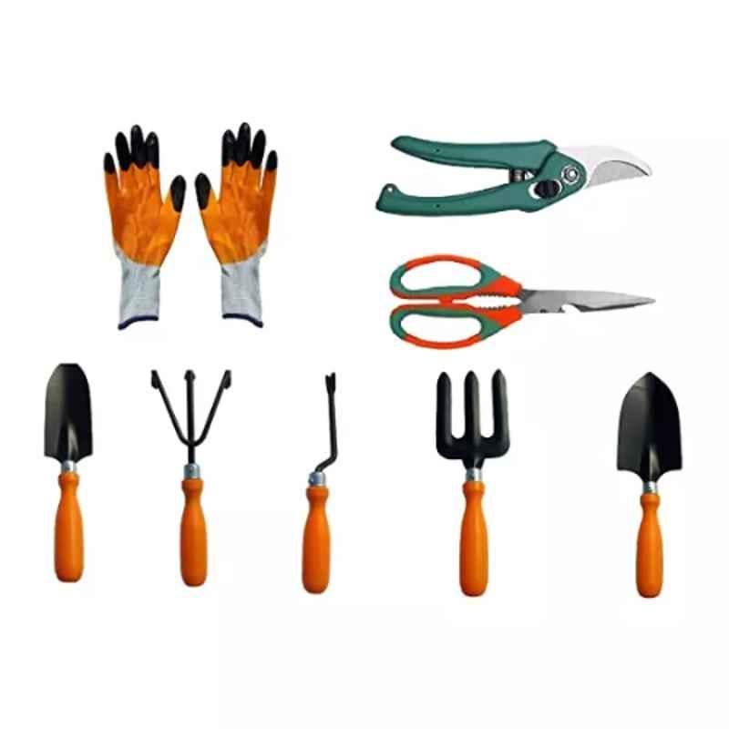 CloudNursery 8 Pcs PVC Orange Gardening Tool Set