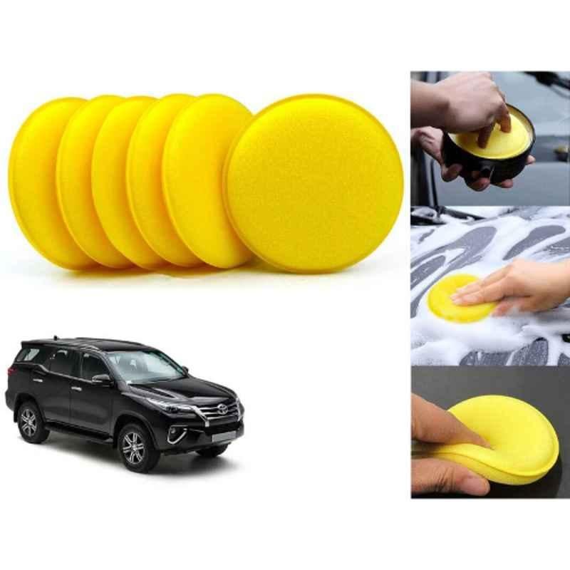 Auto Pearl Polyurethane Beige Washing & Waxing Polish Foam Sponge for FortunerT2 2016-2019 (Pack of 6)