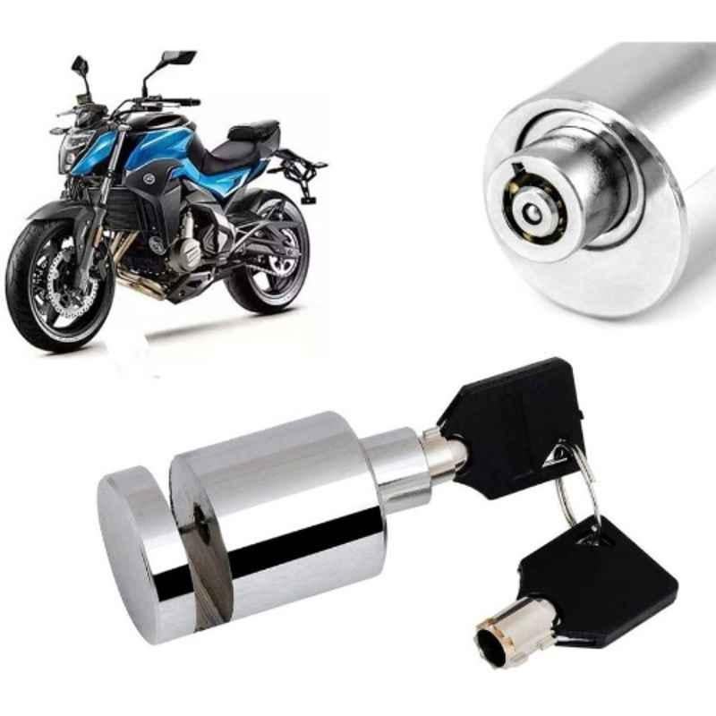 Auto Pearl Stainless Steel Silver Heavy Duty Anti Theft Motorcycle Disc Brake Lock, Lock-110