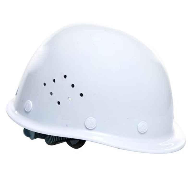 Darit White ABS Ratchet Textile Safety Helmet with Foam Sweatband, ES-236