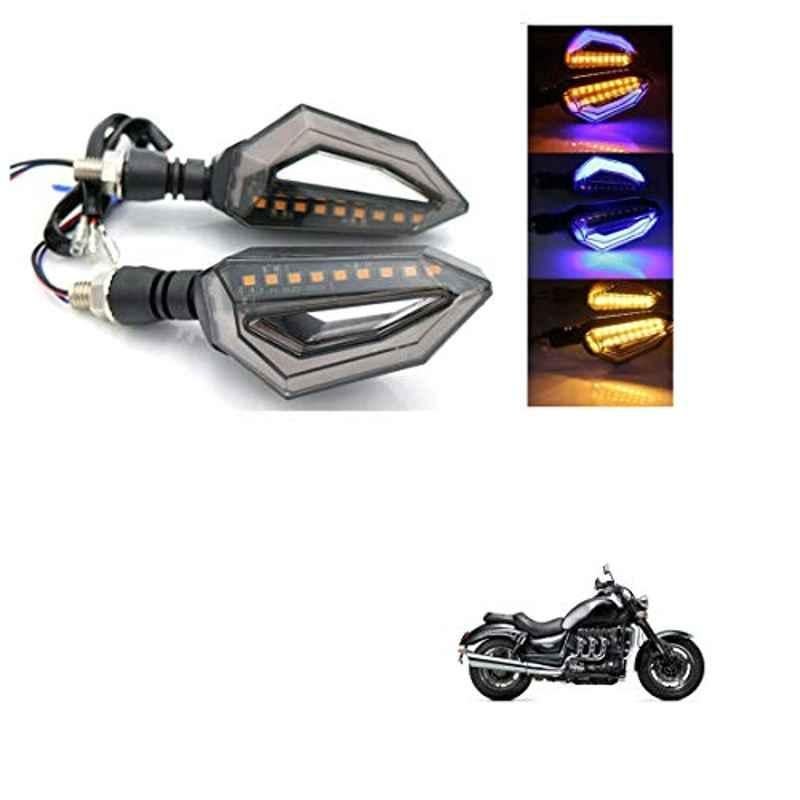 Kozdiko 4 Pcs Bike D Shaped 9 LED Front & Rear Side Turn Signal Indicator Light Set for Triumph Rocket III Roadster