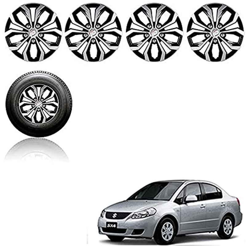 Auto Pearl 4 Pcs 15 inch ABS Silver & Black Car Wheel Cover Set for Maruti Suzuki SX4