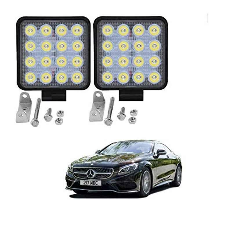 Kozdiko 2 Pcs 48W 16 LED White Bright Beam Square Fog Light Set for Mercedes Benz S Coupe, koz_92796