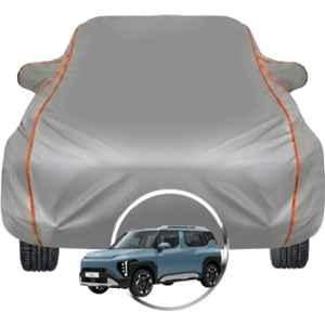 Allextreme Polyester Grey Piping Car Cover with Triple Stitched Reflective Piping for Kia Syros All Model & Year, PV-GY-03