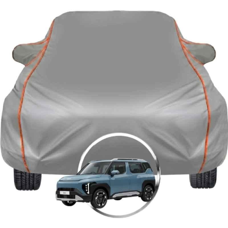 Allextreme Polyester Grey Car Cover with Triple Stitched Reflective Piping for Kia Syros All Model & Year, PV-GY-03