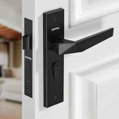 Plantex Heavy-Duty Door Lock Handle Set/6-Lever Lock Mechanism with 3 Years of Warranty/Mortise Lock with 3 Keys, Brass Lock Body & Cylinder Z-Black