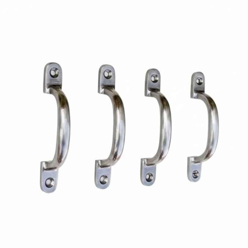 Mix & Match Hotbad 4 inch Cast Iron Silver Cabinet Pull Handle for Wardrobe, Cupboard & Window (Pack of 4)