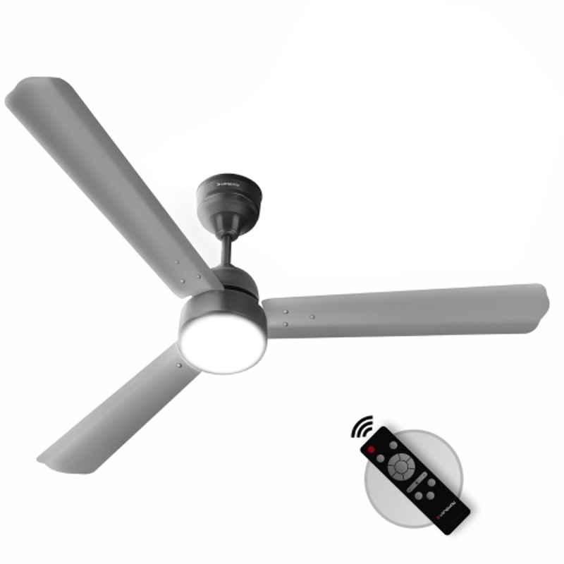 Longway Luminair 1200 mm 3 Blade ceiling fan Anti Dust Decorative with Remote control ,BLDC,5 Star, Led light Gray color with 5 year warranty