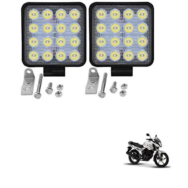 Kozdiko 2 Pcs 48W 16 LED Square Bright Beam White Fog Light Set for Yamaha SZR03, koz_92951