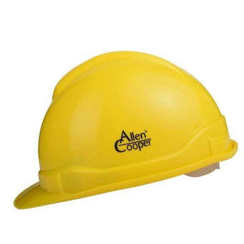 Allen Cooper Yellow Polymer Nape Type Safety Helmet with Chin Strap, SH-701-Y (Pack of 10)