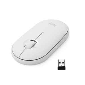 Logitech Pebble M350 Off-White Slim Wireless Computer Mouse with Bluetooth or 2.4 GHz Receiver & Quiet Click