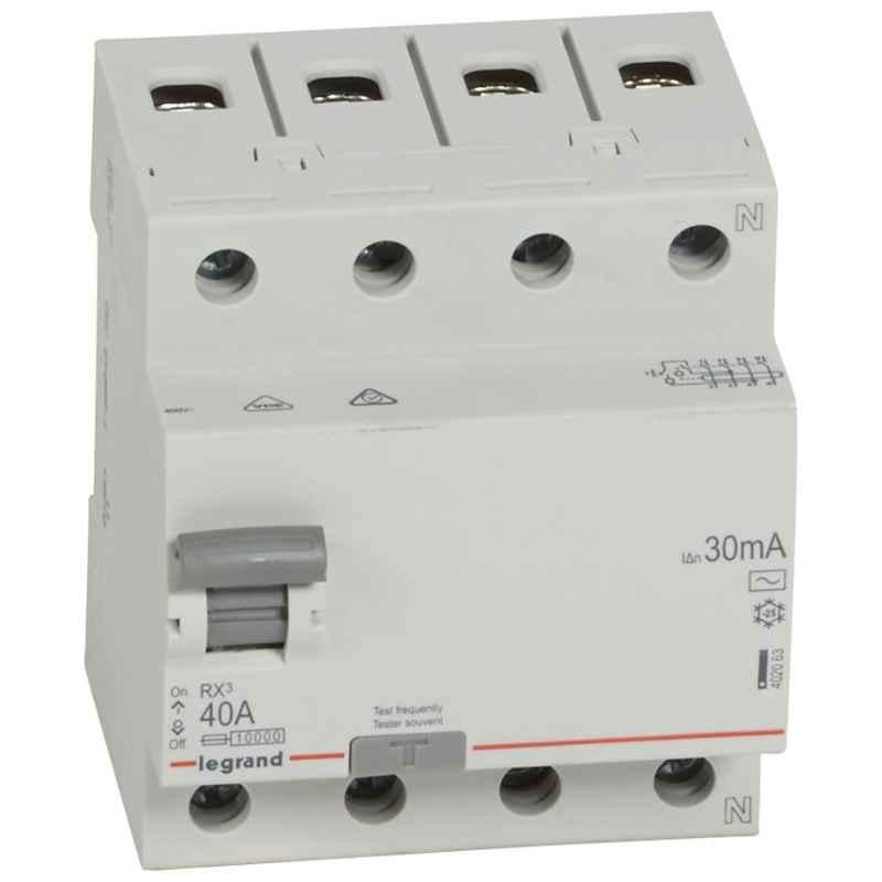 Legrand LR 40A 400V 4 Pole AC Type RCD, 402063