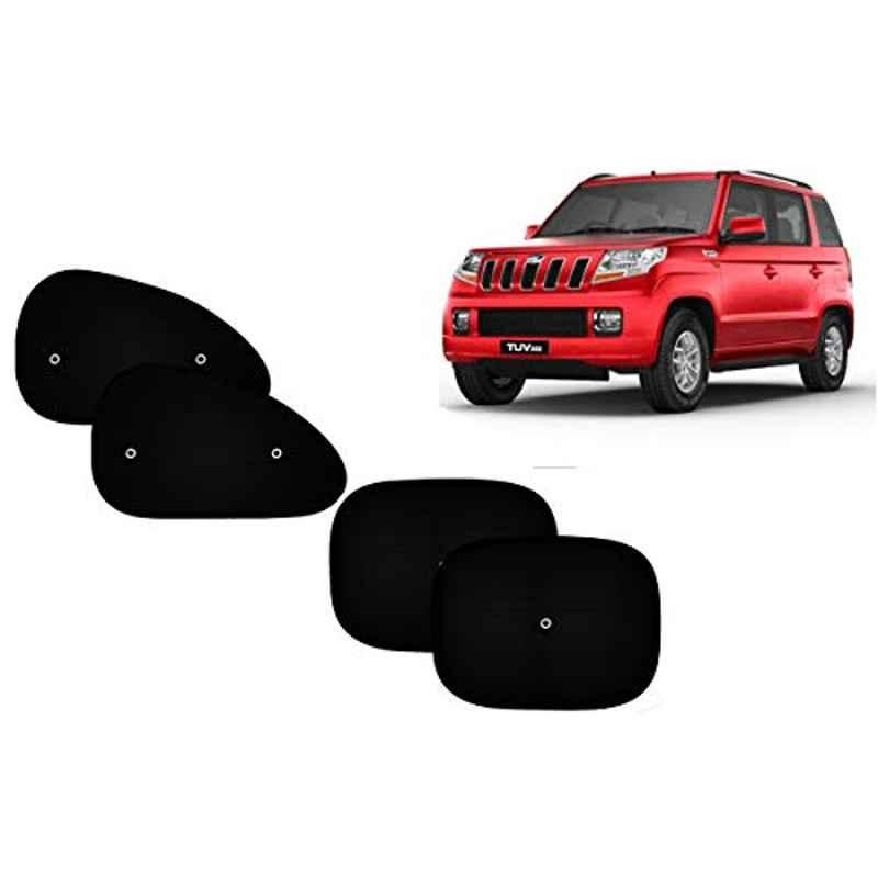 Auto Pearl 4 Pcs PVC & Mesh Black Window Side Sun Shade Set for Mahindra TUV-300, Curtain_Chipkoo_4_TUV-300